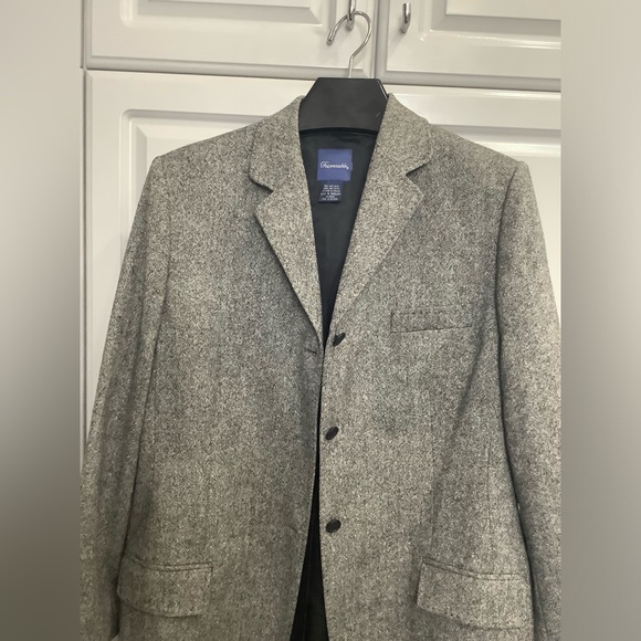 Faconnable Men’s 100% Wool Sport Coat Jacket Blazer Herringbone Gray Sz XL - Picture 4 of 9